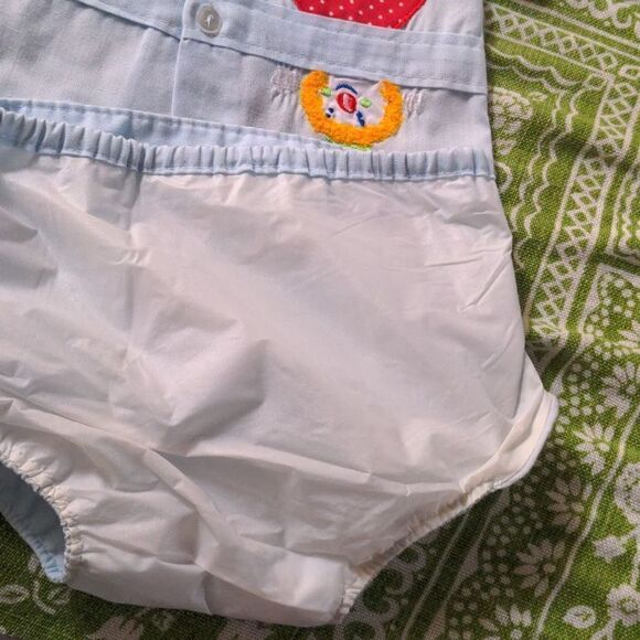 Mayfair blue vintage matching 2 piece outfit with embroidered clown - Picture 9 of 9